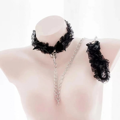 Gothic panku mežģīņu Heart Choker kaklarota sievietēm, meitenēm, kniedes eņģelis, spārna apkakle, kaklarota roka rotaslietas dāvanas ballīšu kaklarota