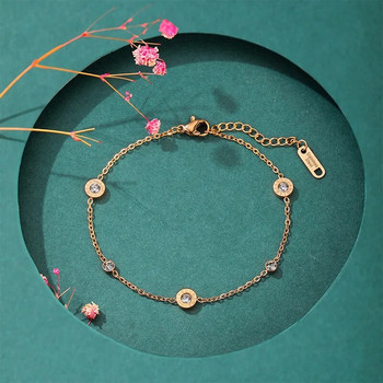 Γυναικείο βραχιόλι από ανοξείδωτο ατσάλι 2023 Light Luxury Vintage Κρύσταλλο Ζιργκόν Ρωμαϊκοί Αριθμοί Κορεατικά κοσμήματα γυναικεία βραχιόλια