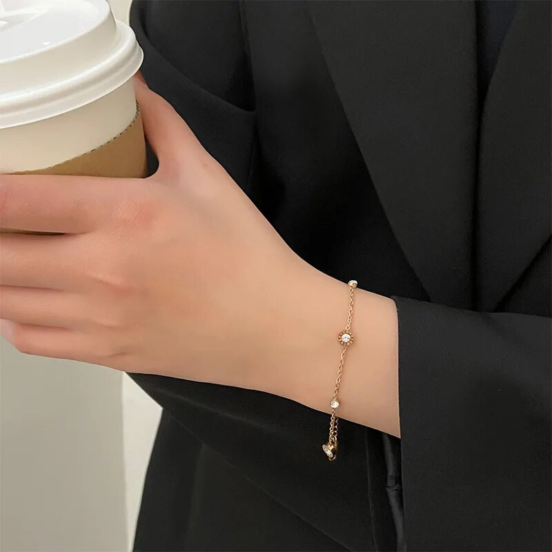 2023 m. šviesūs prabangūs senoviniai cirkonio krištoliniai romėniški skaitmenys nerūdijančio plieno moteriška apyrankė korėjietiška mada moteriška apyrankė papuošalai