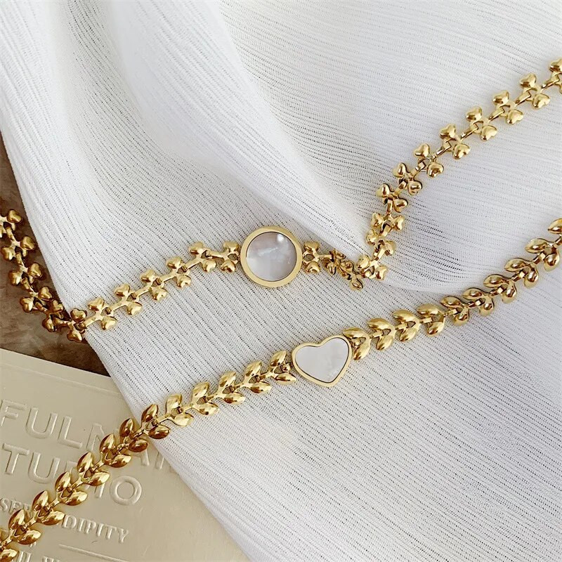 Labas kvalitātes nerūsējošā tērauda sieviešu rokassprādzes, kviešu ausu ķēde mīlestības sirds kulons rokassprādze sievietēm Drop Shipping vairumtirdzniecība