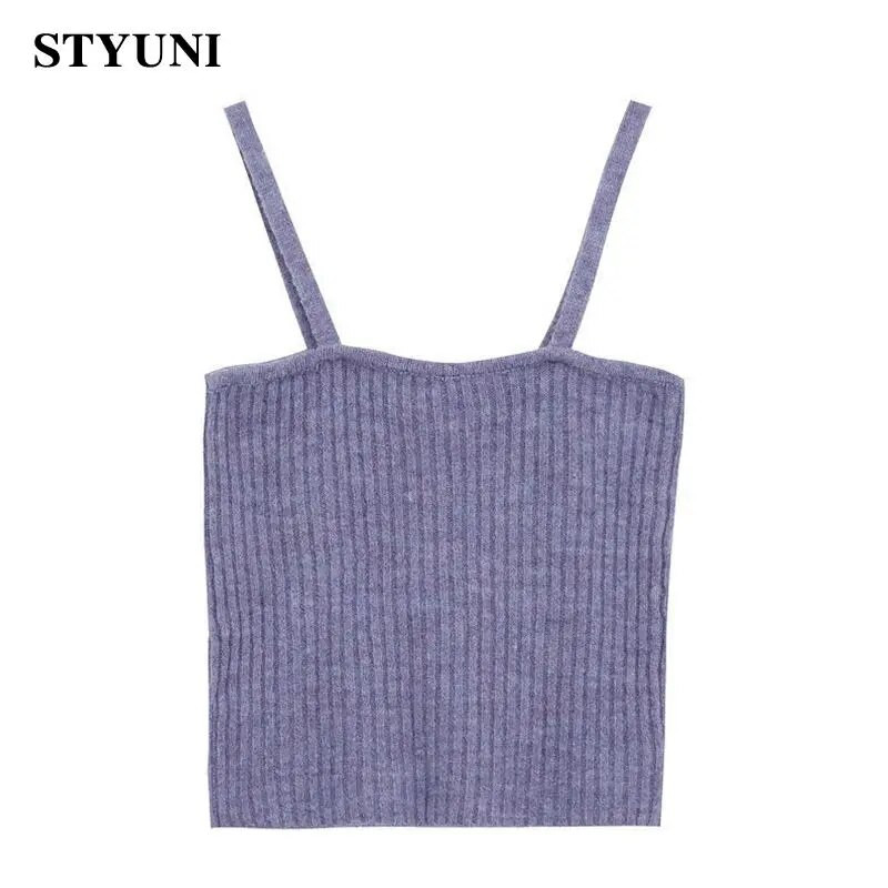 Violetinės aplikacijos Minkštas akrilas megztas moteriškas megztinis megztinis Chic korėjietiškas mados trumpas švarkas paltas megztinis liemenė dviejų dalių rinkinys