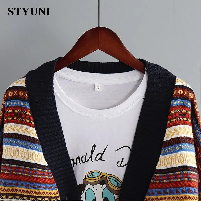 Csíkos rácsos vintage puha bő kötött női pulóver kardigán hosszú ujjú koreai divatos női kabát kabát kardigánok 2022