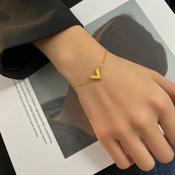 2023 Classic Design Letter V Shape Charm βραχιόλια από ανοξείδωτο ατσάλι Γυναικείο βραχιόλι Πολυτελές γυναικείο κοσμήματα κορυφαίας ποιότητας για γυναίκες