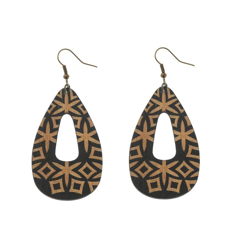 Vintage γεωμετρικός κύκλος Ξύλινα σκουλαρίκια σταγόνας για γυναίκες Bohemian Ethnic Wood Dangle Statement Σκουλαρίκια Κοσμήματα 2023 Νέο
