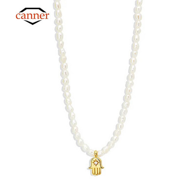 CANNER S925 Sterling Silver Kaklarota Zvaigzne Devil Eye Pearl Cirkona ķēde Atslēgas kaula kaklarotas sievietēm Izsmalcinātas rotaslietas dāvanas apkakles