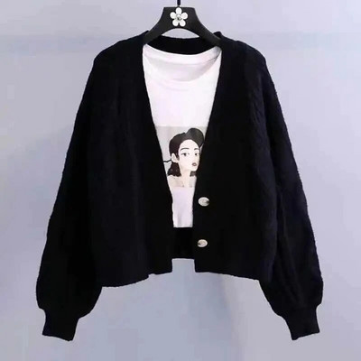 Laternas piedurknes, vienrindas vienrindas Solid Basic mīksta adīta sieviešu jaka kabata brīva bieza, silta sieviešu īsā jaka mētelis 2022