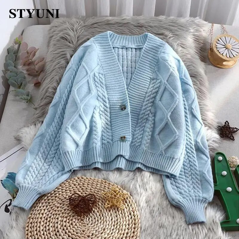 Laternas piedurknes, vienrindas vienrindas Solid Basic mīksta adīta sieviešu jaka kabata brīva bieza, silta sieviešu īsā jaka mētelis 2022