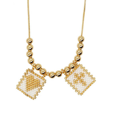 Go2boho Miyuki szívkeresztes medál nyaklánc arany lánccal Y2K stílusú gyöngyös nyakláncok ékszerek női lányoknak, kézzel készített ajándék