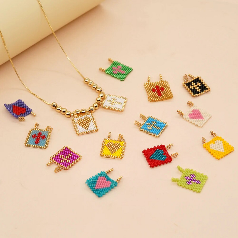 Go2boho Miyuki szívkeresztes medál nyaklánc arany lánccal Y2K stílusú gyöngyös nyakláncok ékszerek női lányoknak, kézzel készített ajándék