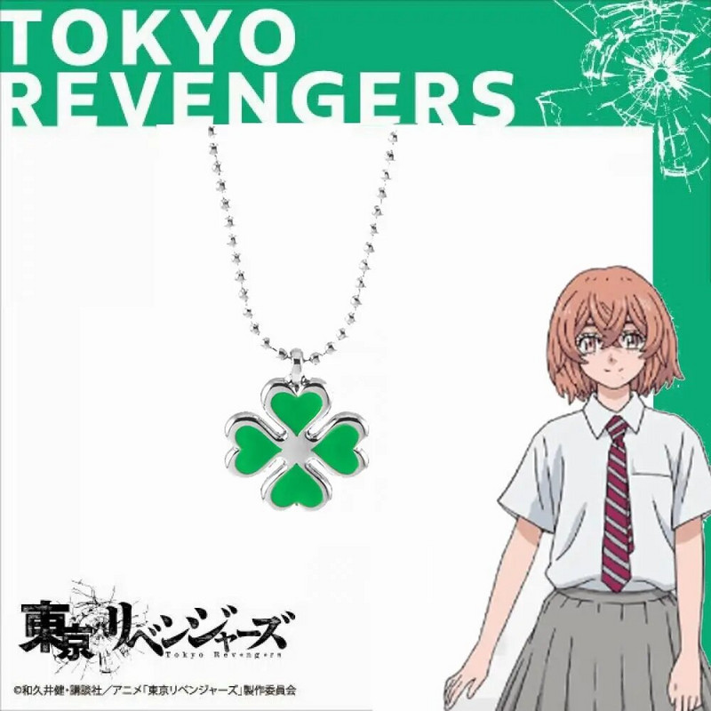 Anime Tokyo Avengers četru lapu āboliņa kaklarota Hinata Tachibana modes kulonu ķēdes kaklarotas sievietēm, meitenei kaklarotas rotaslietas dāvana