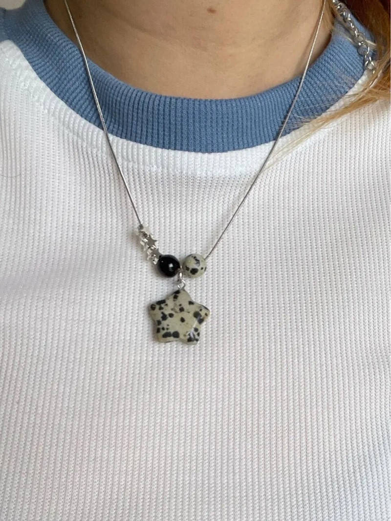 Minimalistiniai vintažiniai spalvingi akmens žvaigždžių pakabukai korėjiečių mados kaklo papuošalai moteriški Y2k karoliukai gyvatės grandinėlės karoliai moterims papuošalai