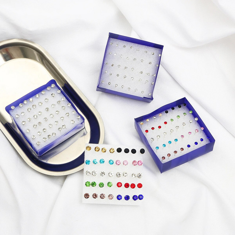 12 Pāri 20 Pāri 2,5-6 mm mazas kristāla pērles, kalnu kristāla auskari, komplekts modes sievietēm, rotaslietas aksesuāri, lodīšu auskari