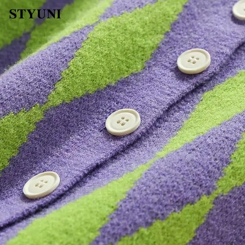 Zaļš violets Argyle ikdienišķs vintage mīksts trikotāžas sieviešu jaka korejiešu modes šiks jaka mētelis džemperis sievietei ziemas silts 2022