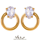 Yhpup žalias kubinis cirkonio oksidas, apvalus nerūdijančio plieno moissanite auskarai, nešvarūs, prabangus žavesys Shinly CZ papuošalai moterims