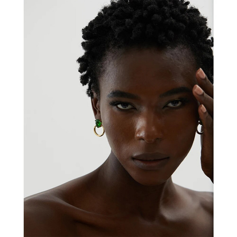 Yhpup žalias kubinis cirkonio oksidas, apvalus nerūdijančio plieno moissanite auskarai, nešvarūs, prabangus žavesys Shinly CZ papuošalai moterims