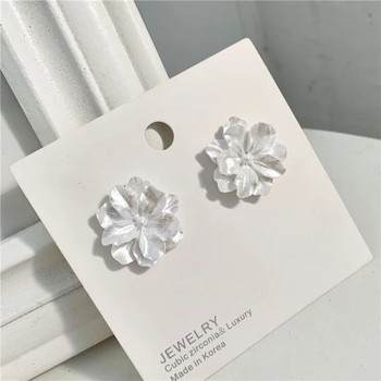 Λευκά λουλούδια καρφωτά σκουλαρίκια για γυναίκες Νέα μοντέρνα κορεάτικη μόδα Αξεσουάρ κοσμημάτων για κορίτσια για κορίτσια Camellia