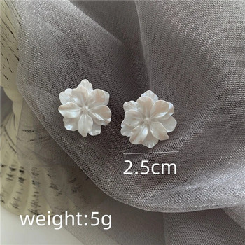 Λευκά λουλούδια καρφωτά σκουλαρίκια για γυναίκες Νέα μοντέρνα κορεάτικη μόδα Αξεσουάρ κοσμημάτων για κορίτσια για κορίτσια Camellia