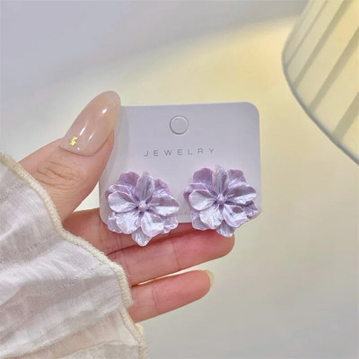 Auskari ar baltiem ziediem sievietēm Jauni, mūsdienīgi korejiešu modes jauki kamēlijas meiteņu ballītes rotaslietas aksesuāri