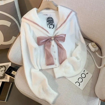 Ζακέτες Γυναικείες Γλυκές φθινοπωρινές Sailor Γιακάς Απλό Ιαπωνικό Preppy Style Κομψό Πλεκτό Πουλόβερ Kawaii Μόδα για νεαρά κορίτσια