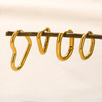 Τετράγωνα σκουλαρίκια από ανοξείδωτο ατσάλι Δωρεάν αποστολή Χρυσό χρώμα Μεταλλικό Μικρό Μινιμαλιστικό Σκουλαρίκι με κρίκο Κόσμημα για γυναίκες Χριστουγεννιάτικο δώρο