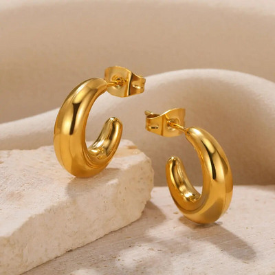 Kvadrātveida nerūsējošā tērauda auskari Bezmaksas piegāde zelta krāsas metāla mazs minimālistisks auskaru rotaslietas sievietēm Ziemassvētku dāvana