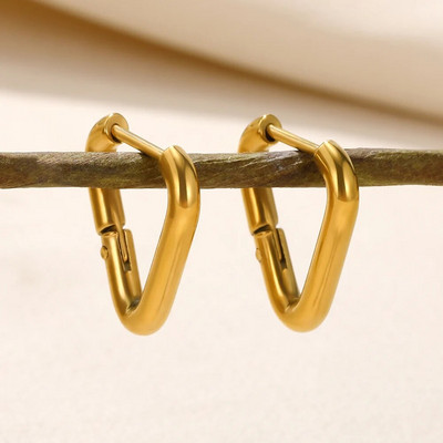 Kvadrātveida nerūsējošā tērauda auskari Bezmaksas piegāde zelta krāsas metāla mazs minimālistisks auskaru rotaslietas sievietēm Ziemassvētku dāvana