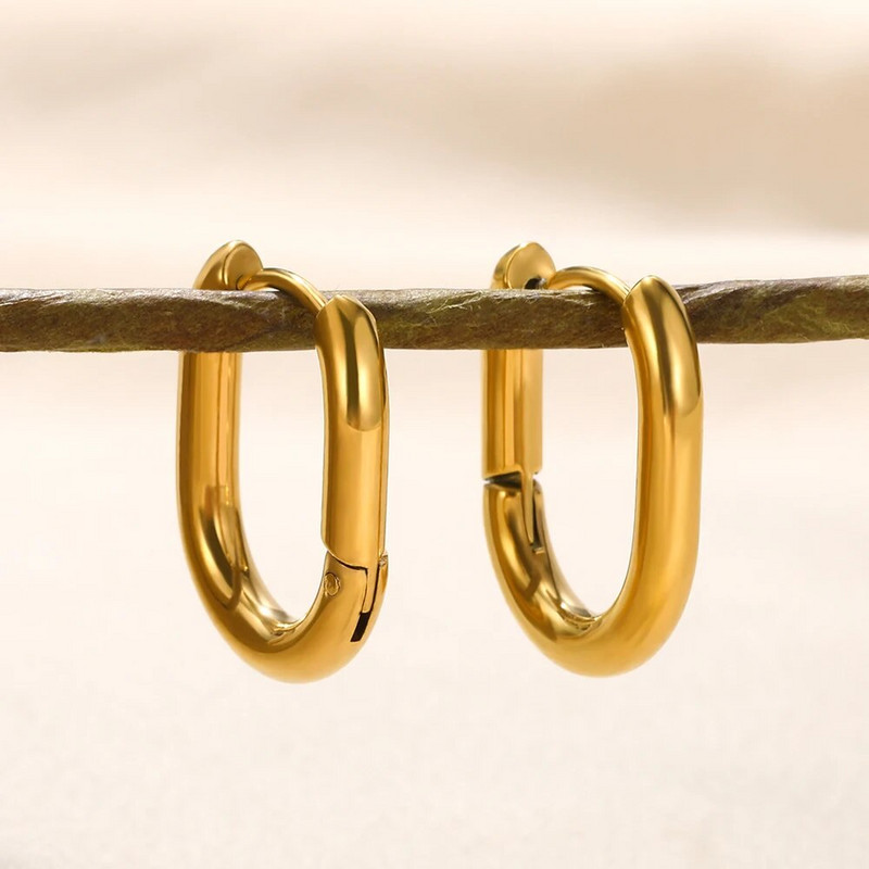 Kvadrātveida nerūsējošā tērauda auskari Bezmaksas piegāde zelta krāsas metāla mazs minimālistisks auskaru rotaslietas sievietēm Ziemassvētku dāvana