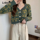 Édes elegáns, V-nyakú, egysoros, kötött vintage kardigán női pulóverek 2022-es új, elegáns, kis illatú pulóverek felső