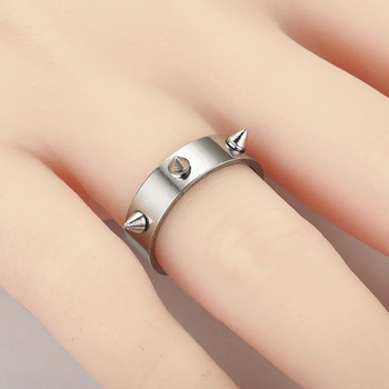 Готически пръстени с нитове от титанова стомана за мъже, жени, мода, хип-хоп, пънк стил, пръстен, готини бижута самооборона