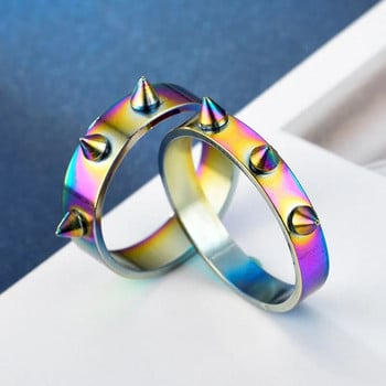 Готически пръстени с нитове от титанова стомана за мъже, жени, мода, хип-хоп, пънк стил, пръстен, готини бижута самооборона