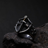 Punk Excalibur Open Ring Vintage Viduslaiku Templar Shield Gredzens Vīriešu Dominējošs Foršs Trend Rotaslietas Dāvana