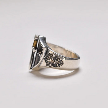 Пънк екскалибур отворен пръстен реколта средновековен пръстен с щит на тамплиери мъжки доминиращ готин тренд бижута подарък