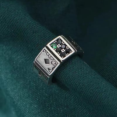 Μόδα Exaggerated Ανοιγόμενο Δαχτυλίδι Κρυστάλλινα Δαχτυλίδι Δαχτυλίδι για Άντρες Γυναικεία Vintage Poker Party Punk Jewelry