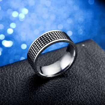 Европа и Америка Винтидж Черен мъжки пръстен от титаниева стомана Моден мъжки личен пръстен от неръждаема стомана на едро