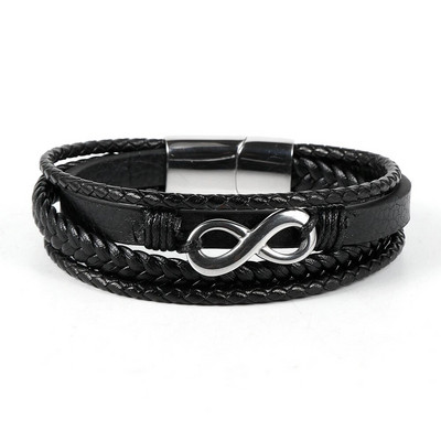 Vīrieši, sievietes, nerūsējošais tērauds, 8 formas loka mezgls, šarms rokassprādzes, slāņi īstas ādas magnēts sprādze Pulseiras vīriešu rotaslietas