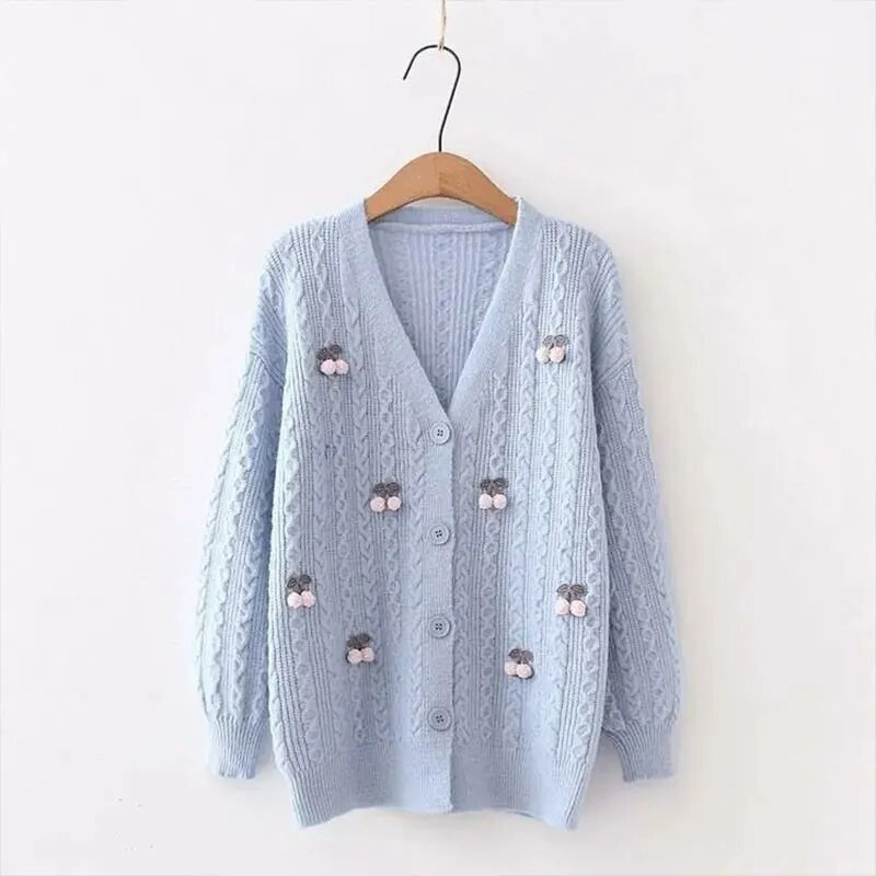 Japāņu trikotāžas sieviešu jaka pavasara un rudens jauna stila korejiešu modes mīksta un salda brīva īsa ikdienas džempera jaka