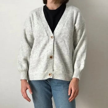 Κασμίρ Blend Soft Loose Casual μαλλί πλεκτό Γυναικεία ζακέτα με φανάρι μανίκι Κορεατικής μόδας Κομψό πουλόβερ παλτό Ζακέτες