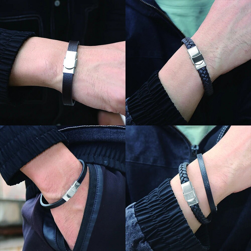 Nabest Minimalist vienkāršas dabīgas ādas rokassprādze sievietēm vīriešiem nerūsējošā tērauda sprādzes aproce pulsera cuero hombre rotaslietas