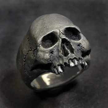 Винтидж пънк пръстени с череп от неръждаема стомана за мъже Готически пънк пръстени с череп на ужасите Хип-хоп мъже Мотоциклет Рок Байкър Бижута Подаръци