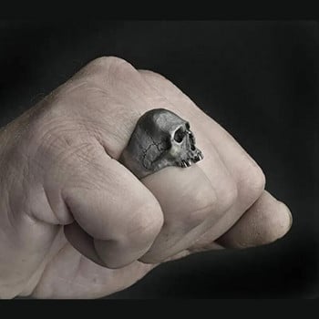 Винтидж пънк пръстени с череп от неръждаема стомана за мъже Готически пънк пръстени с череп на ужасите Хип-хоп мъже Мотоциклет Рок Байкър Бижута Подаръци