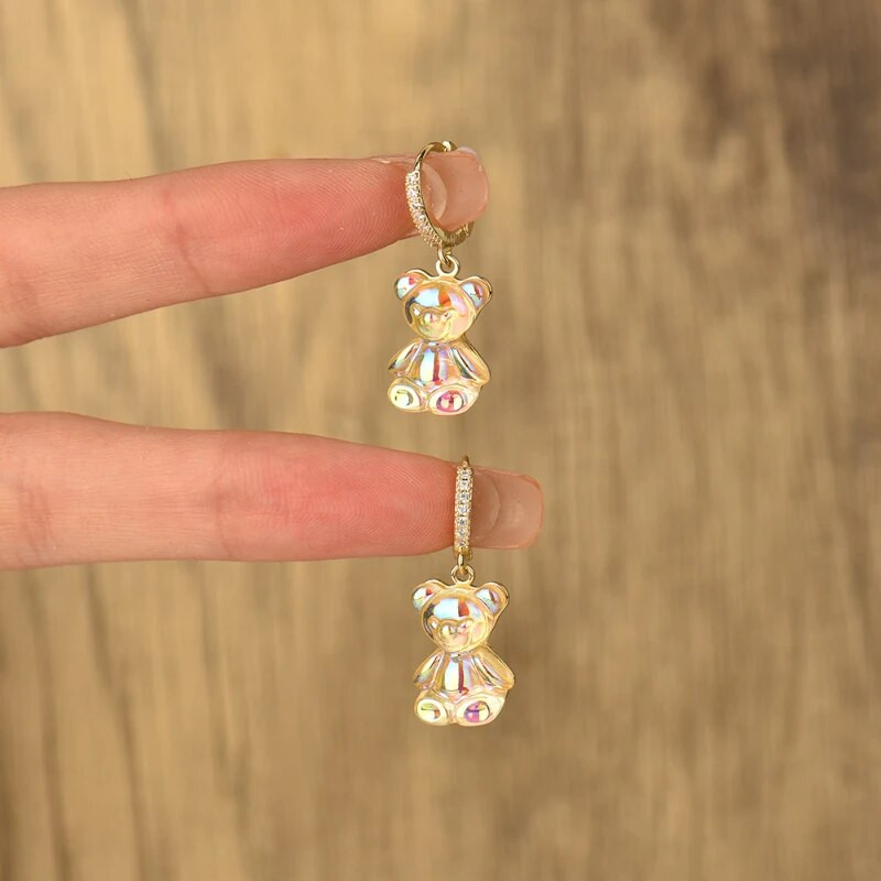2023 Fashion Creative Crystal Cartoon Bear σκουλαρίκια Δώρο Γαμήλιο κόσμημα Προσωπικότητα Summer Trend Element Σκουλαρίκια Γυναικεία