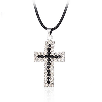 Izsmalcināta Rhinestone Cross Pendant Kaklarota Punk Unisex Pērļu Kaklarotas Hip Hop Choker Clavicle Chain Party Rotaslietas Draugam Dāvanas