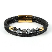 Vīriešu sejas Dabīgais akmens Ahāts Pērlītes Rokassprādzes Slāņi Īstas ādas aukla Nerūsējošā tērauda aizdare Aproce Brazalete Hombre