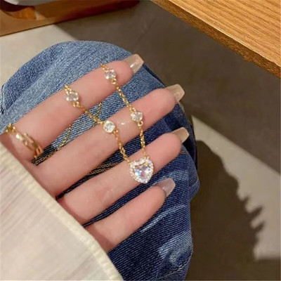 Jauna modes tendence unikāls dizains, izsmalcināts gaišs, grezns cirkona divslāņu melns mīlestības sirds kaklarota sieviešu rotaslietas ballītes dāvana