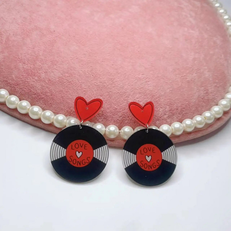 Radoši, jauki vintage diska kulonu piekaramie auskari Hip Hop Akrila Persiku Sirds Auskari Sieviešu Modes Juvelierizstrādājumu ballīte