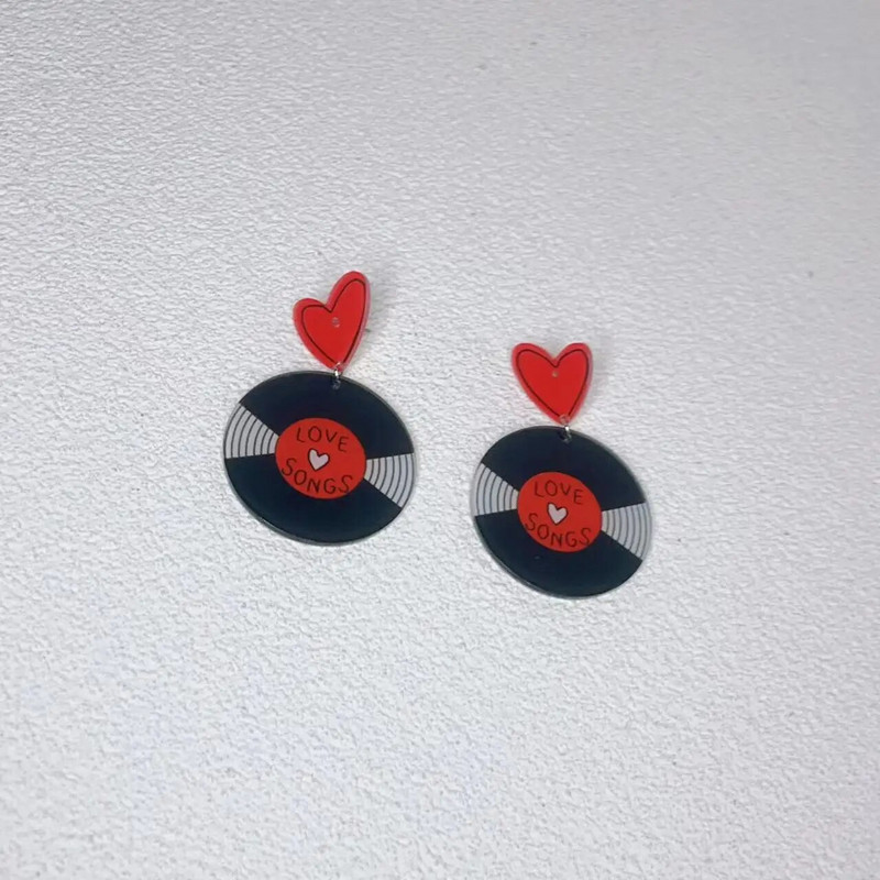 Radoši, jauki vintage diska kulonu piekaramie auskari Hip Hop Akrila Persiku Sirds Auskari Sieviešu Modes Juvelierizstrādājumu ballīte