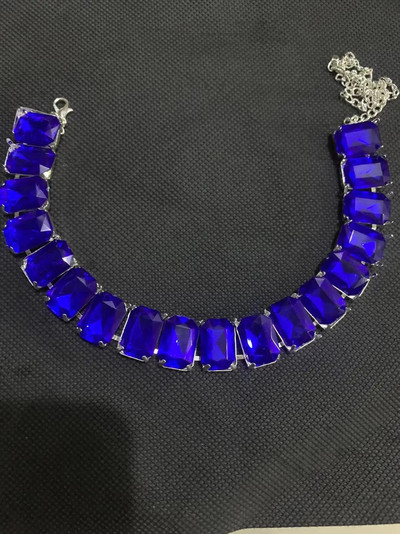 INS Χειροποίητο 6 Χρώματα Κολιέ από γυαλί κρύσταλλο Statement Κρεμαστό γιακά κολιέ για γυναίκες Κολιέ με στρας μεγάλο τετράγωνο τσόκερ