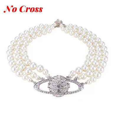 Crystal Planet daudzslāņu pērļu kaklarota baroka stila atslēgas kaula ķēdes apkakles