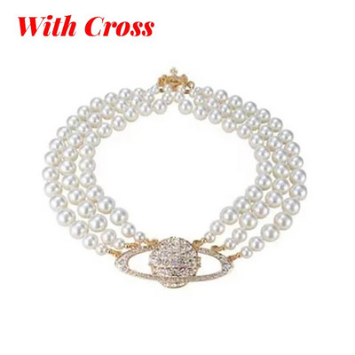 Crystal Planet daudzslāņu pērļu kaklarota baroka stila atslēgas kaula ķēdes apkakles