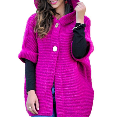 Balts jakas džemperis, brīvs, vienkrāsains trikotāžas džemperis, sieviešu vienrindas ikdienišķa kapuce, kupla jaka virsdrēbes ziemas jakas mētelis